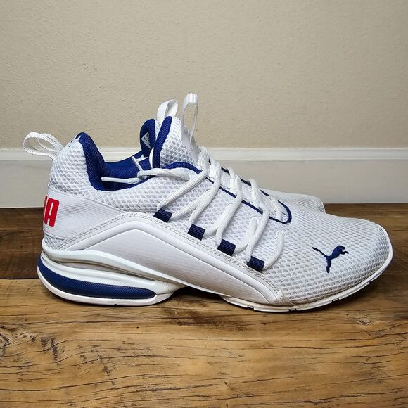 Puma Men's White Navy Axelion LS Sneakers 194384-02 Size 9 - Picture 1 of 10